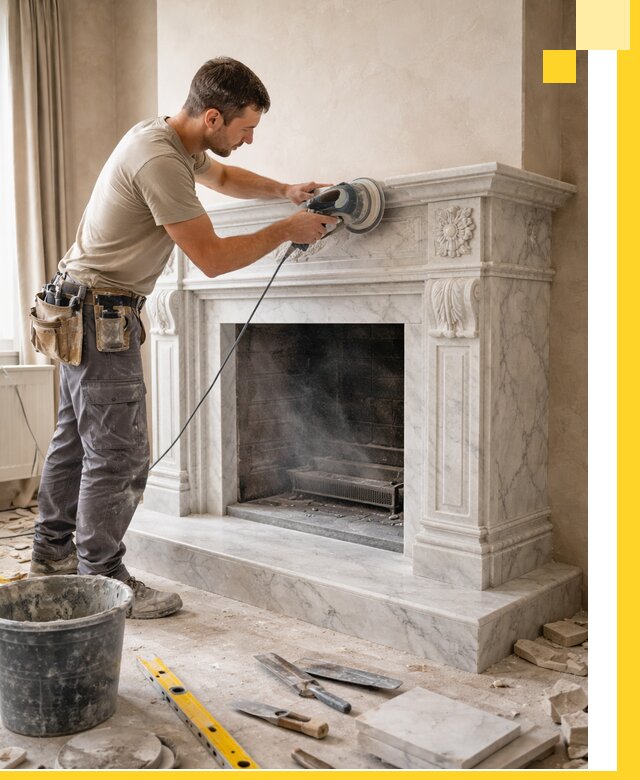 Изготовление и установка мраморных каминов в Майкопе под ключ