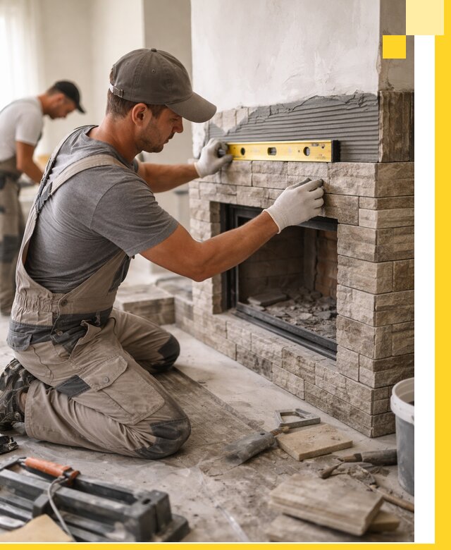 Облицовка каминов в Майкопе, монтаж и отделка натуральным камнем