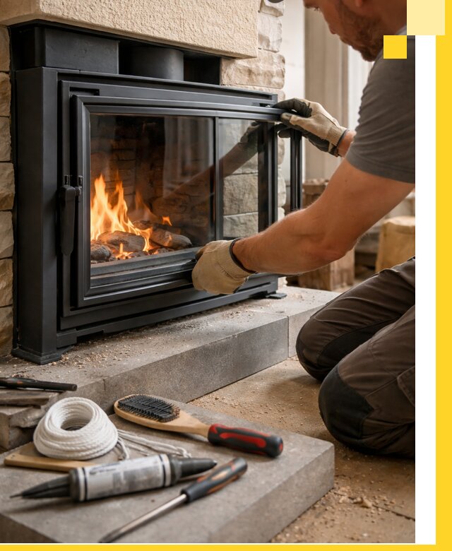 Производство, монтаж и доставка каминов со стеклом в Майкопе