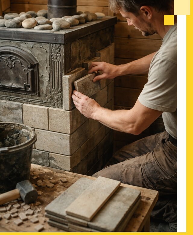 Облицовка банных печей в Майкопе профессиональная отделка