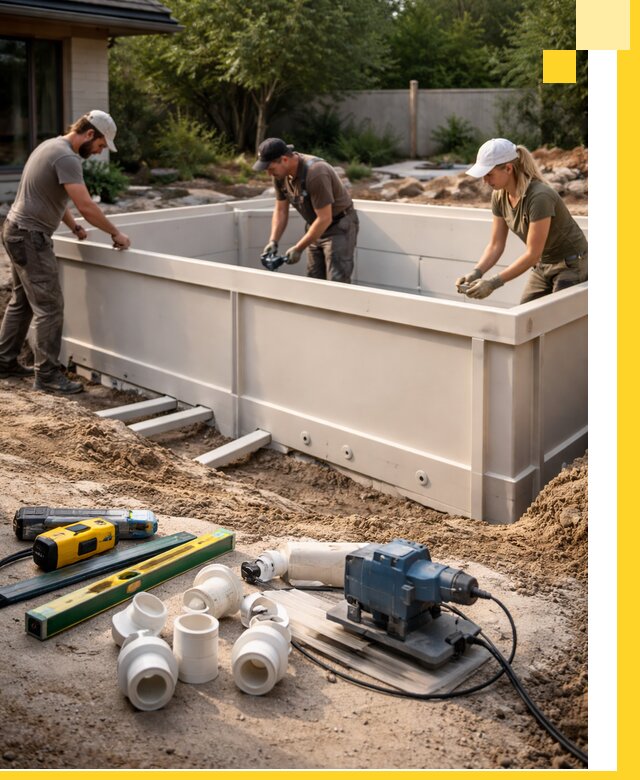 Установка полипропиленовых бассейнов под ключ в Майкопе