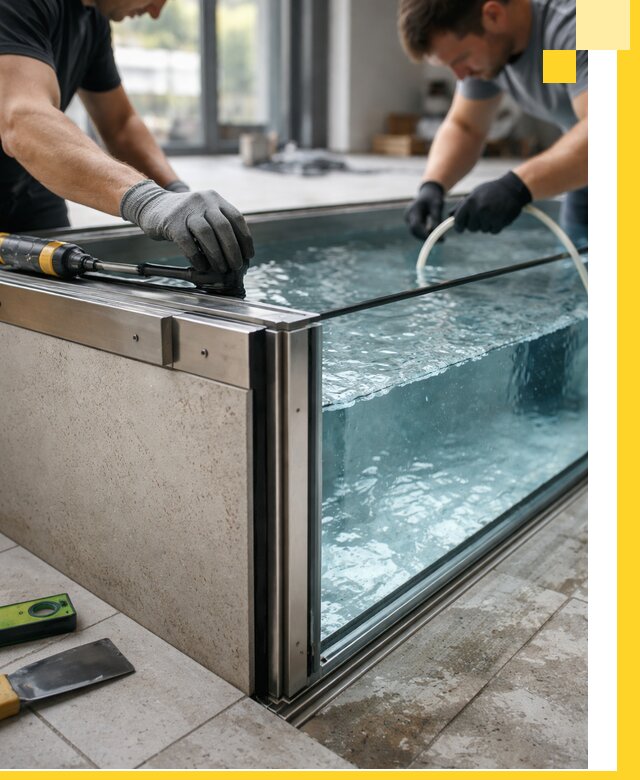 Проектирование и монтаж стеклянных бассейнов в Майкопе