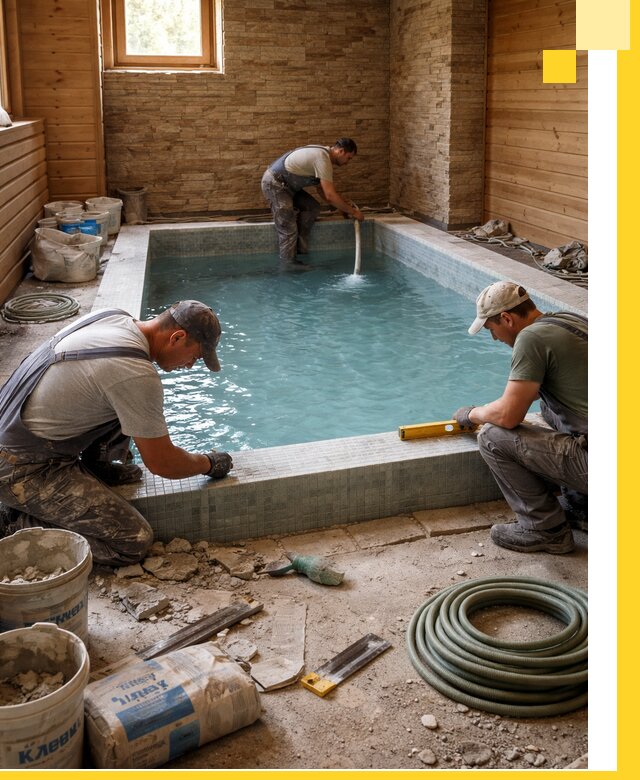 Проектирование и строительство бассейнов для бани в Майкопе