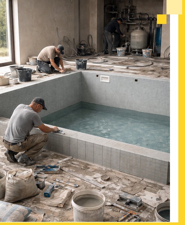 Строительство и монтаж бассейнов в помещении в Майкопе