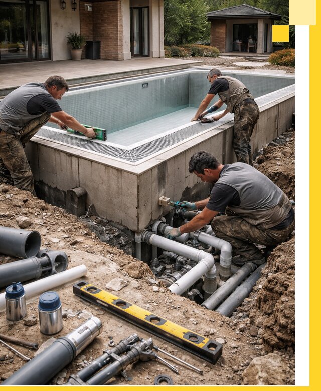 Строительство переливных бассейнов в Майкопе под ключ