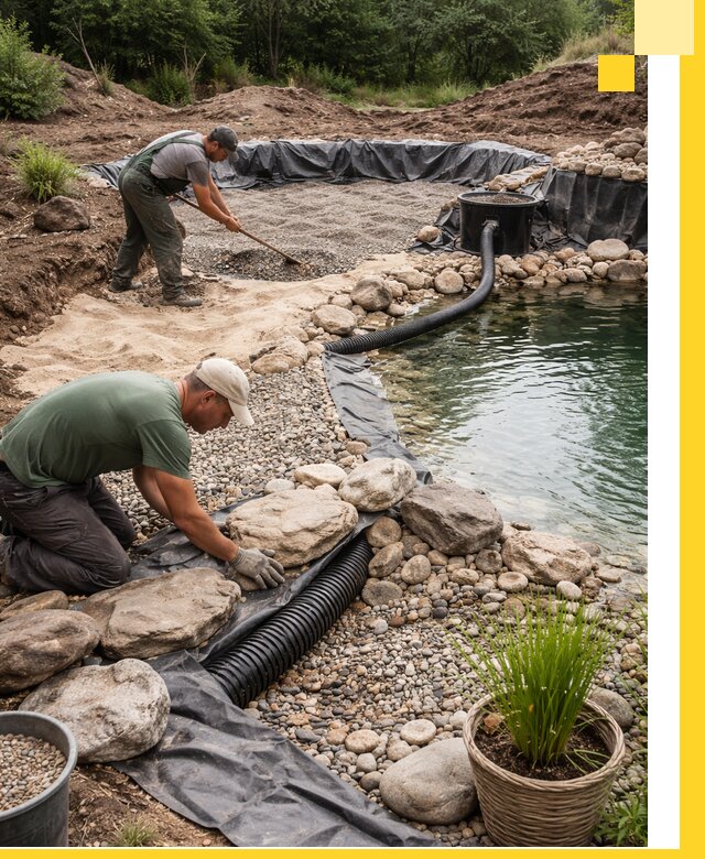 Строительство природных бассейнов и озер в Майкопе под ключ