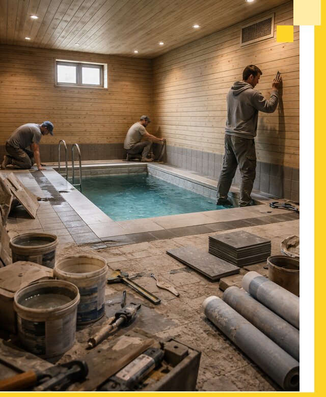 Строительство бани с бассейном и сауной под ключ в Майкопе