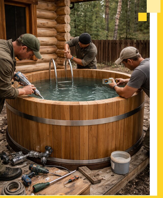 Строительство бань с купелью под ключ и отделкой в Майкопе