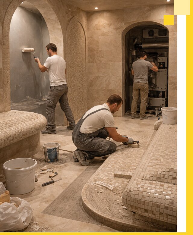 Строительство бани с хамамом и бассейном под ключ в Майкопе