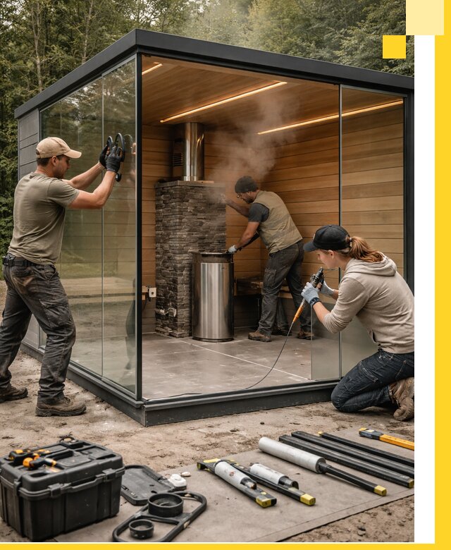 Проектирование и строительство стеклянных бань в Майкопе