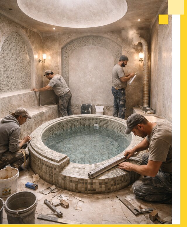Профессиональное строительство хамама с бассейном в Майкопе под ключ