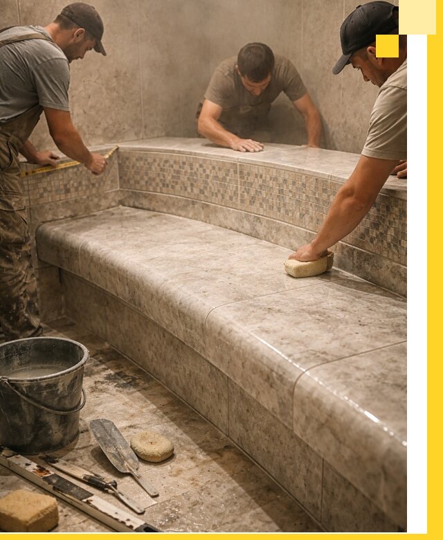 Изготовление и установка сидений для хамама в Майкопе