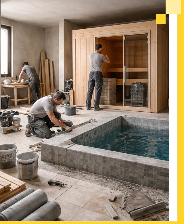 SPA зоны под ключ с бассейном сауной и печью в Майкопе